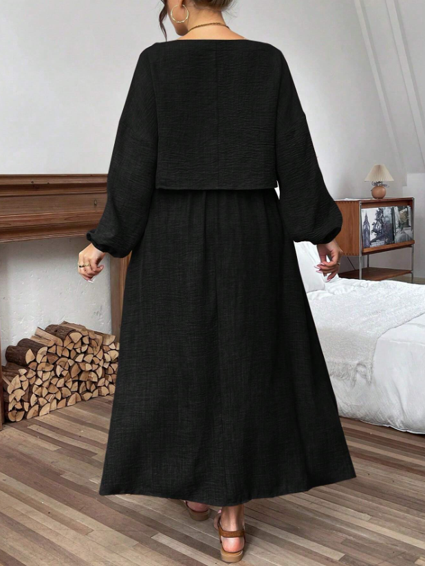 Woven Long Sleeve Top & Skirt OOTD