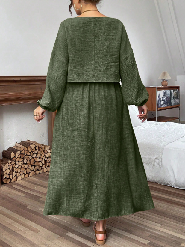 Woven Long Sleeve Top & Skirt OOTD