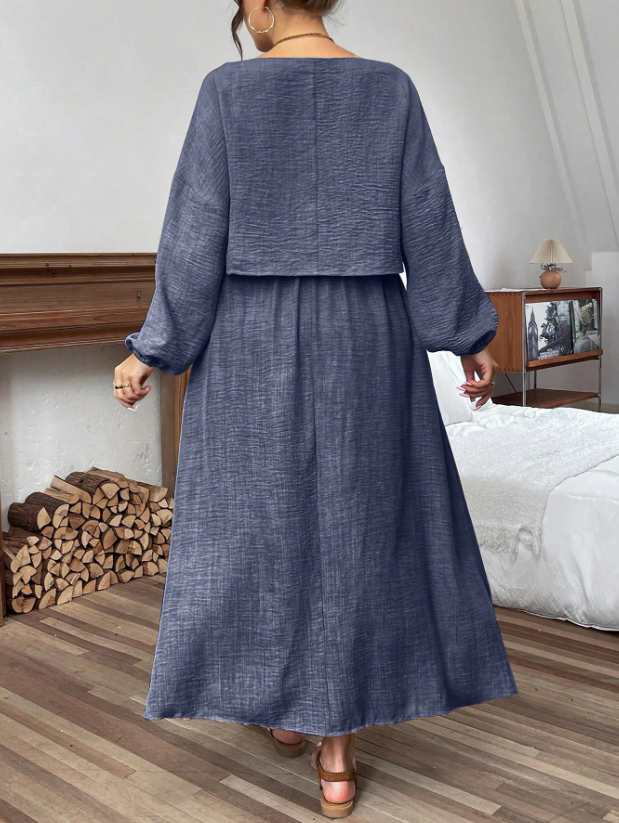 Woven Long Sleeve Top & Skirt OOTD