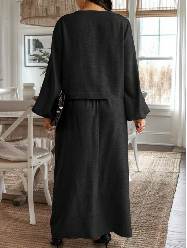 Bow & Gathered Sleeve Top & Skirt
