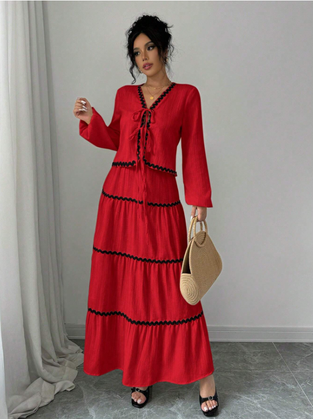 Woven Long Sleeve & Skirt OOTD