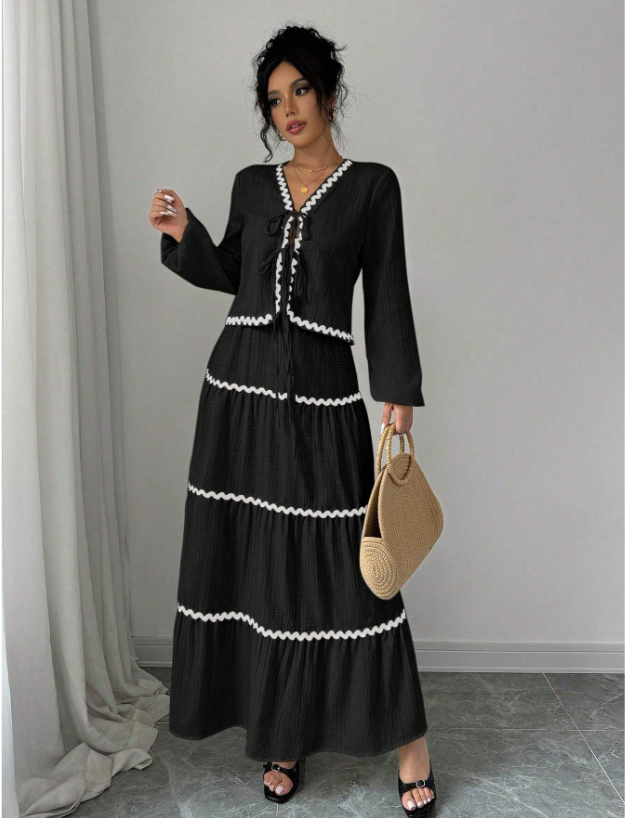 Woven Long Sleeve & Skirt OOTD