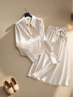 Silky Satin Long Sleeve Suit