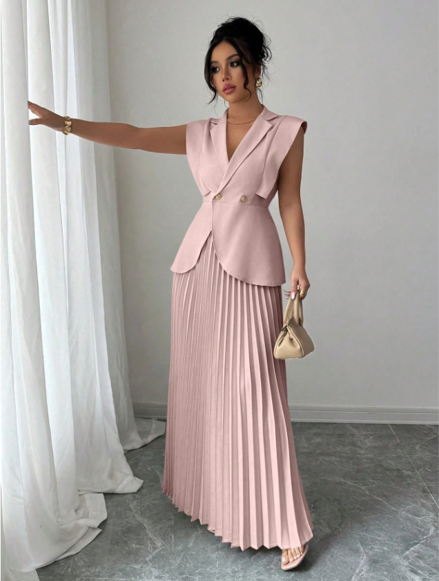 Suited Vest and Soft Ruffles Skirt