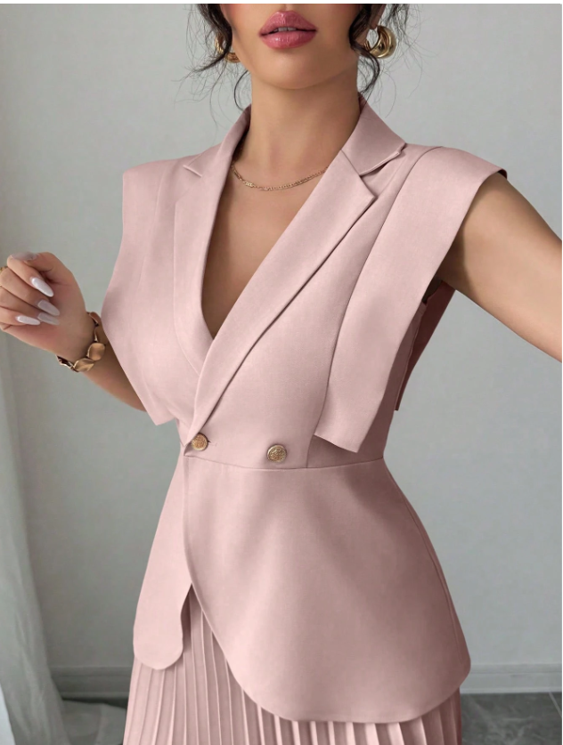 Suited Vest and Soft Ruffles Skirt