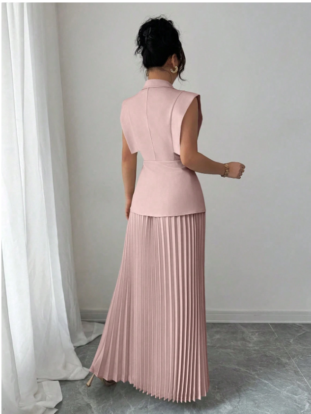 Suited Vest and Soft Ruffles Skirt