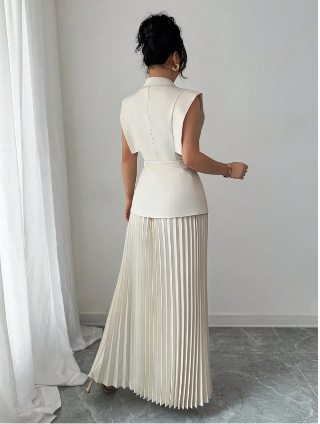 Suited Vest and Soft Ruffles Skirt