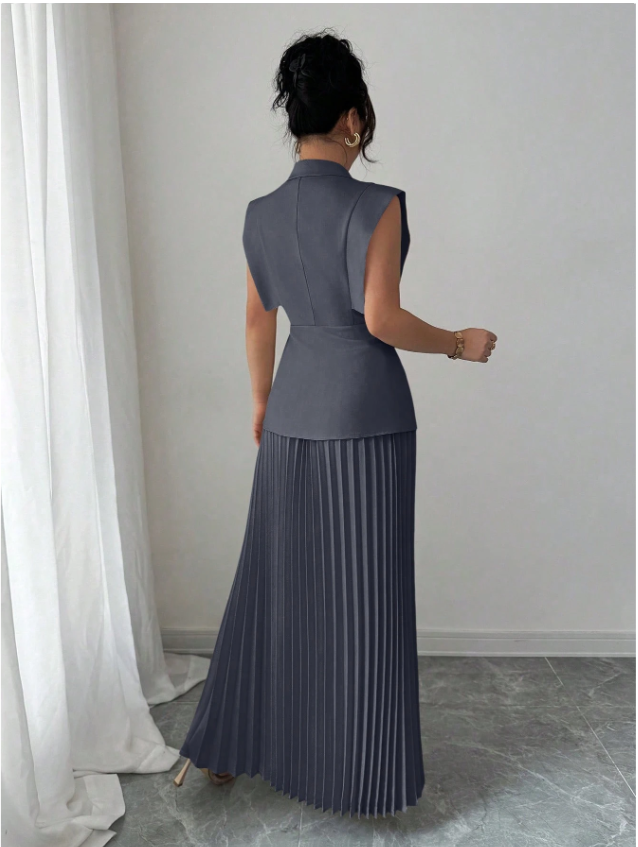 Suited Vest and Soft Ruffles Skirt
