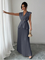 Suited Vest and Soft Ruffles Skirt