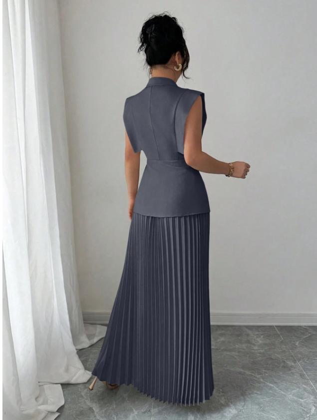 Suited Vest and Soft Ruffles Skirt