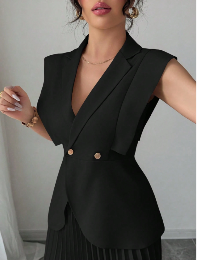 Suited Vest and Soft Ruffles Skirt