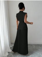 Suited Vest and Soft Ruffles Skirt