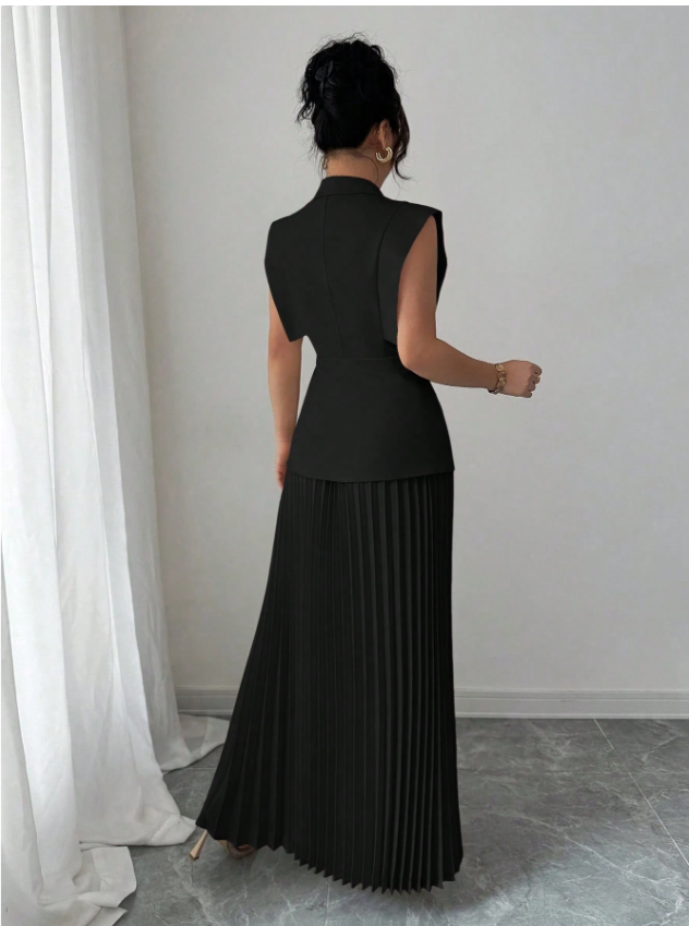 Suited Vest and Soft Ruffles Skirt
