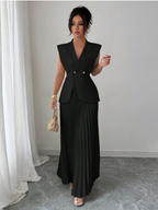 Suited Vest and Soft Ruffles Skirt