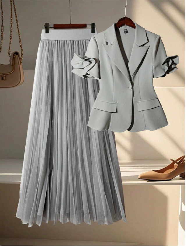 Applique and Pleated Suit