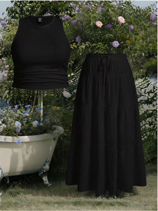 Basic Tank Top and Matching Skirt PLUS