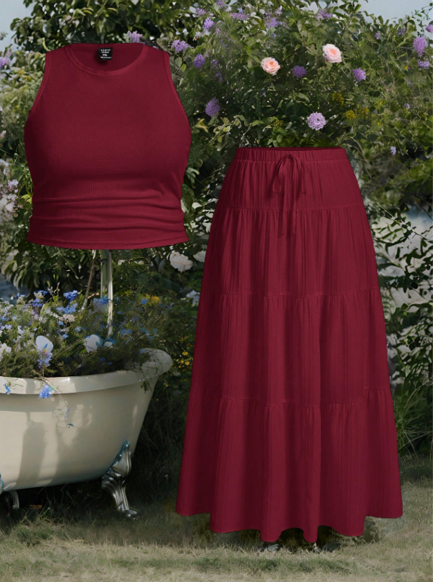Basic Tank Top and Matching Skirt PLUS