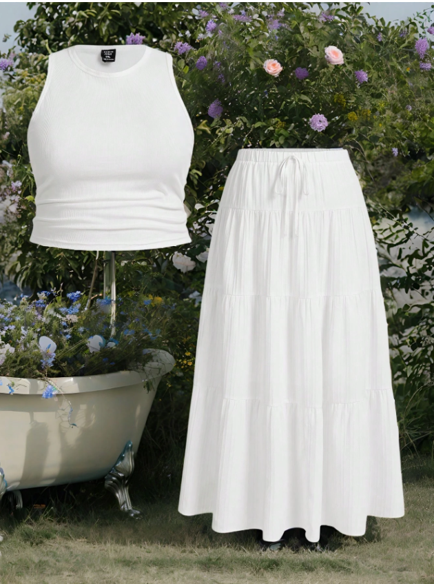 Basic Tank Top and Matching Skirt PLUS