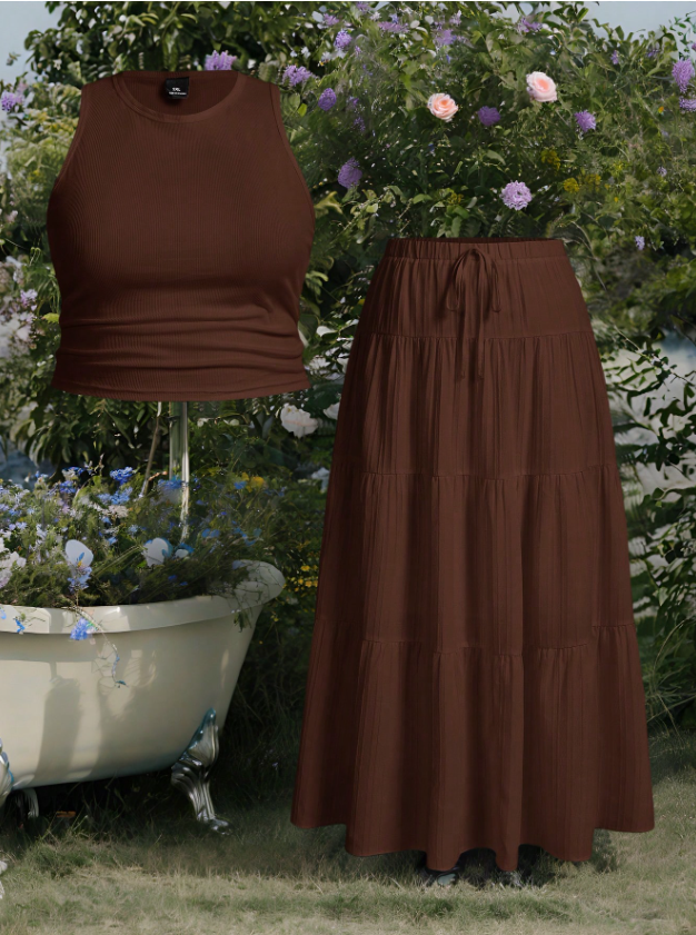 Basic Tank Top and Matching Skirt PLUS