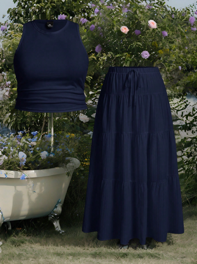 Basic Tank Top and Matching Skirt PLUS