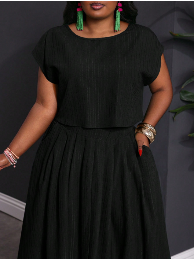 Textured Top and Skirt PLUS