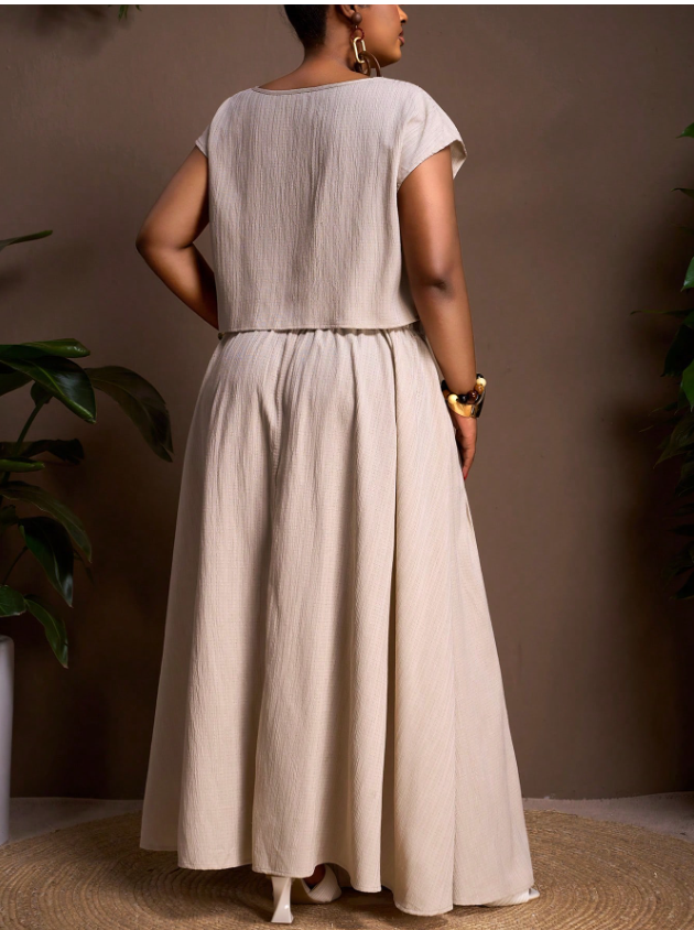 Textured Top and Skirt PLUS