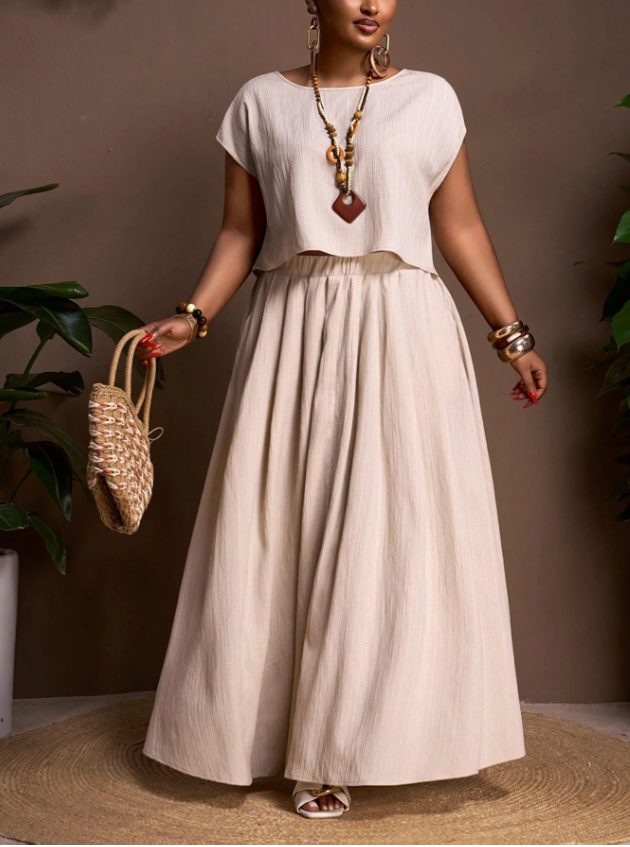 Textured Top and Skirt PLUS