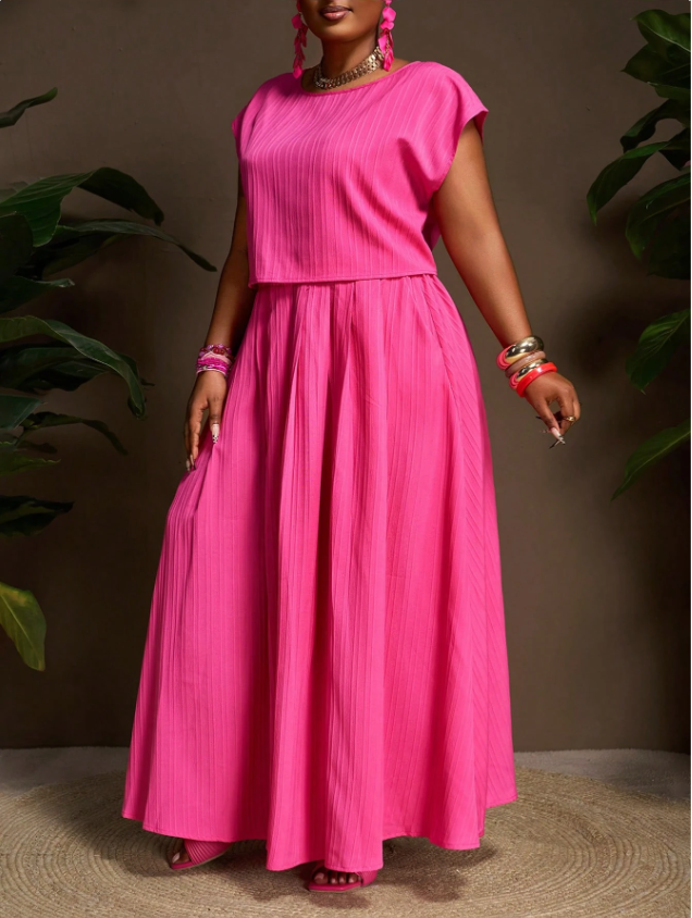 Textured Top and Skirt PLUS