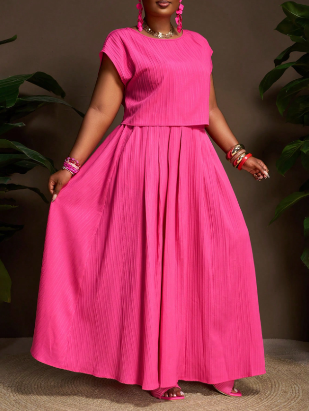 Textured Top and Skirt PLUS