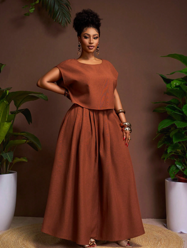 Textured Top and Skirt PLUS