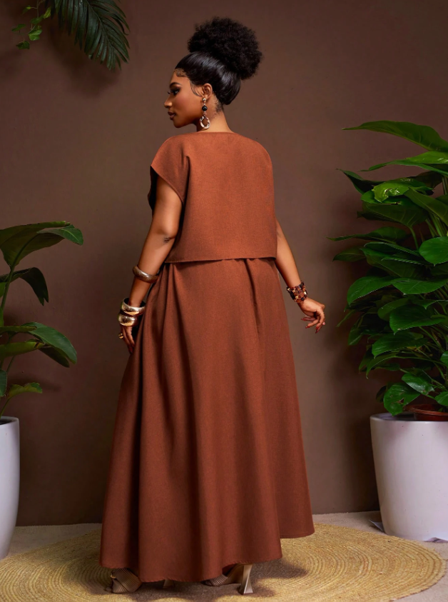 Textured Top and Skirt PLUS
