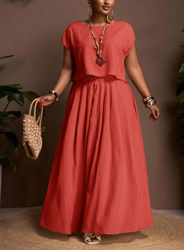 Textured Top and Skirt PLUS