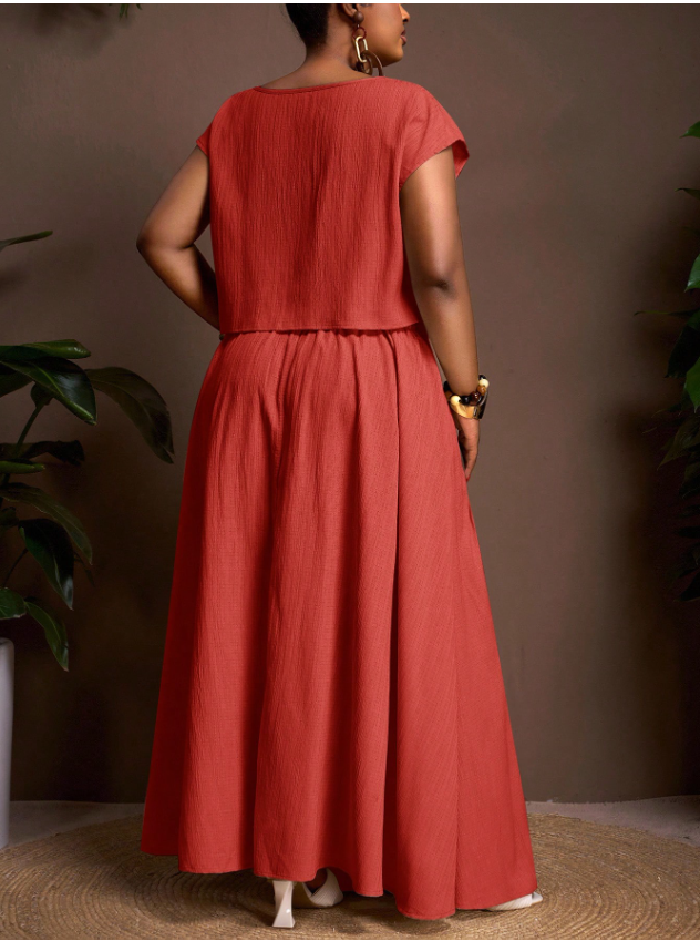 Textured Top and Skirt PLUS