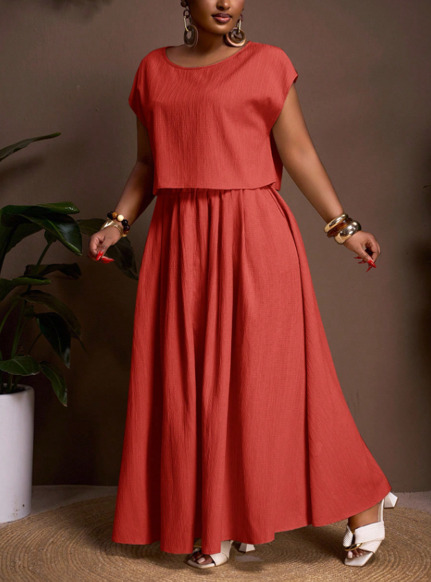 Textured Top and Skirt PLUS