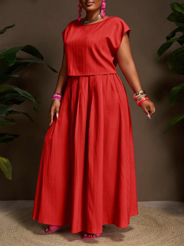 Textured Top and Skirt PLUS