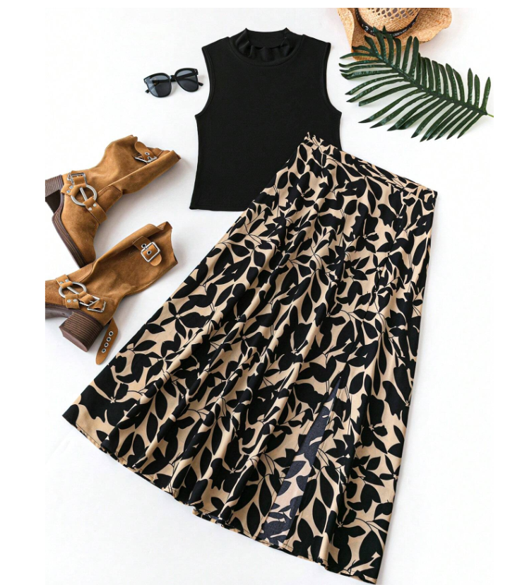 Traditional Printed Skirt and Top