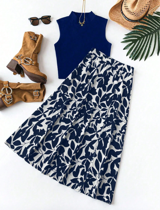 Traditional Printed Skirt and Top GIRLs