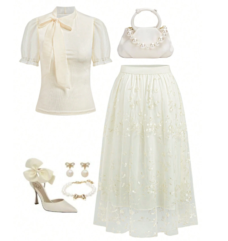 Elegantly Embroidered Design Skirt