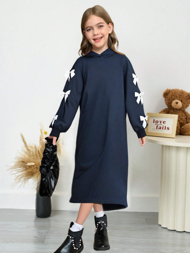 GIRLs Ribbon Sleeve Sweater Dress