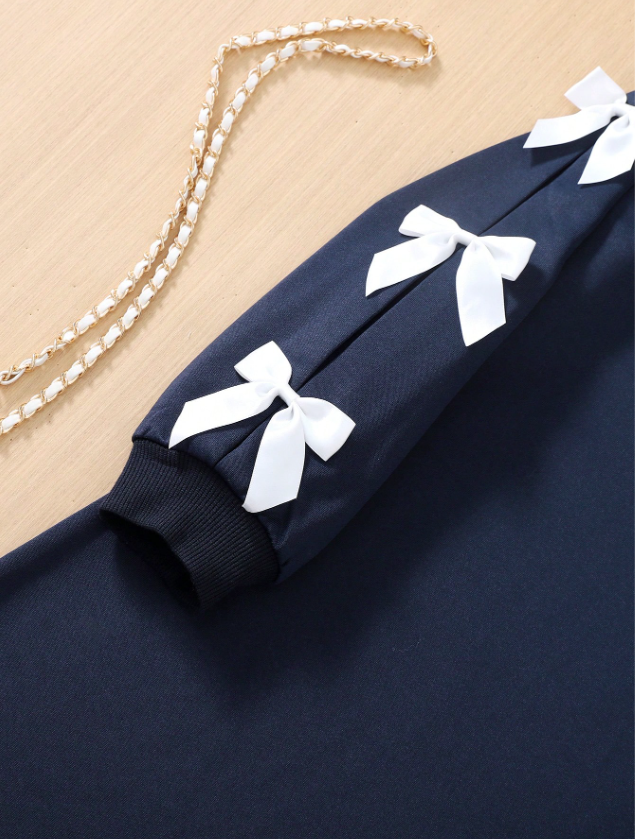 GIRLs Ribbon Sleeve Sweater Dress