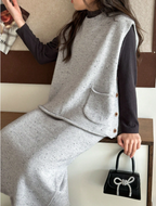 GIRLs Cozy Gray Skirt and Top