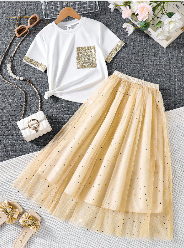 Stars and Glitter Skirt and Top