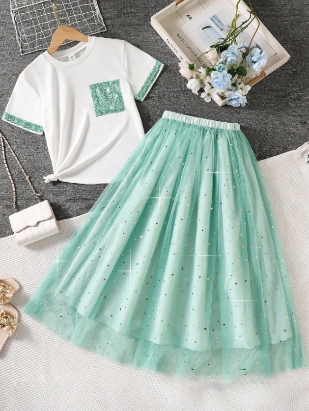 Stars and Glitter Skirt and Top
