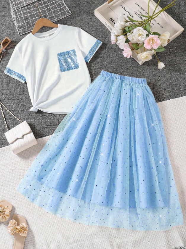 Stars and Glitter Skirt and Top