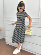 GIRLs Casual Stripes Fashion Dress