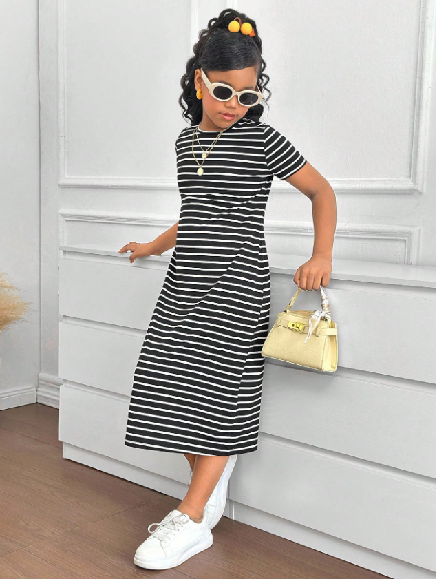 GIRLs Casual Stripes Fashion Dress