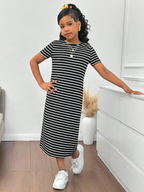 GIRLs Casual Stripes Fashion Dress