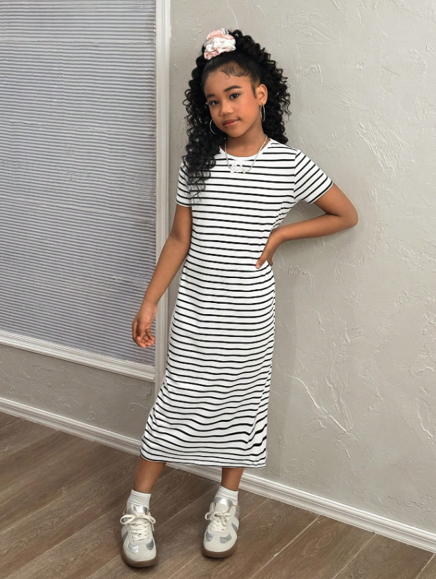 GIRLs Casual Stripes Fashion Dress
