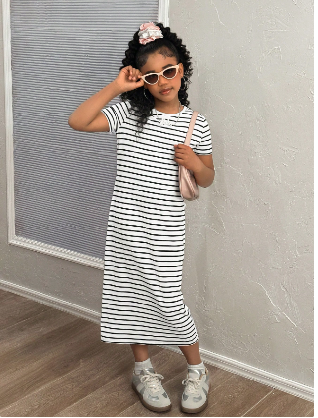 GIRLs Casual Stripes Fashion Dress