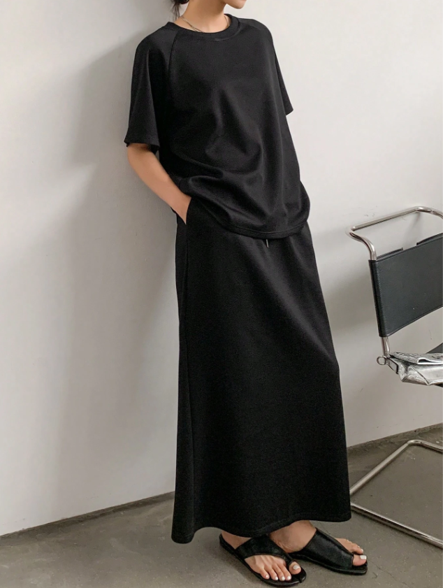 Luxury Top and Skirt in Black
